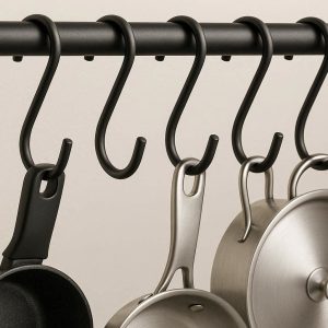 13 S Shaped Hooks Matte Black Stainless Steel Hanging Pot Pan Hangers for Kitchen Closet Racks
