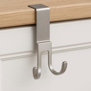 16 Over the Cabinet Door Hooks Small Stainless Steel Dual Hanger for Kitchen Cupboard Drawer