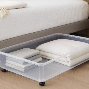 17 Underbed Storage Containers with Wheels Rolling Under Bed Organizer Bin for Bedroom Blanket Clothing