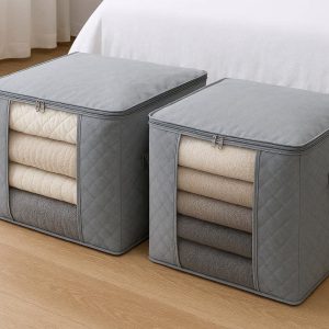 18 Fabric Underbed Storage Bags Large Breathable Blanket Clothes Organizer Pouch with Clear Window