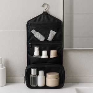 2 Waterproof Travel Toiletry Bag Hanging Cosmetic Organizer Case with Metal Hook for Bathroom