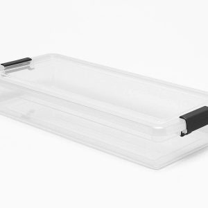 20 Clear Plastic Underbed Storage Box Stackable Shoe Container Bin with Durable Locking Latches