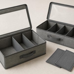 21 Collapsible Underbed Storage Containers Rigid Fabric Organizer Boxes with Removable Dividers