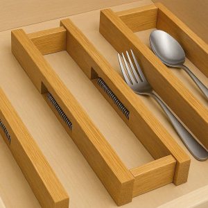 25 Bamboo Drawer Dividers Expandable Kitchen Organizer Separators with Spring Loaded Mechanism for Utensils
