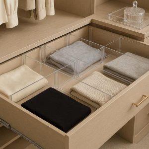28 Clear Acrylic Drawer Dividers Expandable Separation Plates for Luxury Closet Bedroom Vanity Clothing