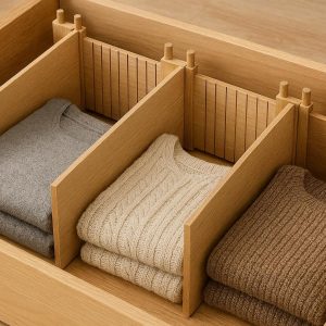29 Deep Drawer Dividers Expandable Wooden Closet Separators with Stacking Pins for Bulky Clothes
