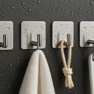 9 Self Adhesive Wall Hooks Waterproof Stainless Steel Towel Utility Hangers for Bathroom Shower